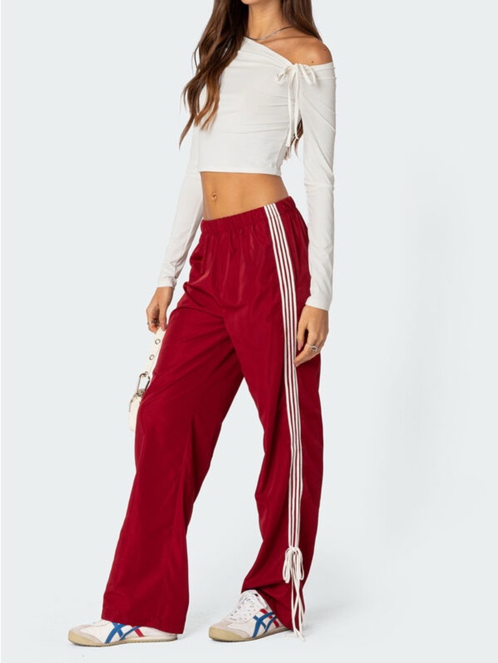 Edikted Remy Bow Ribbon Track Pants
